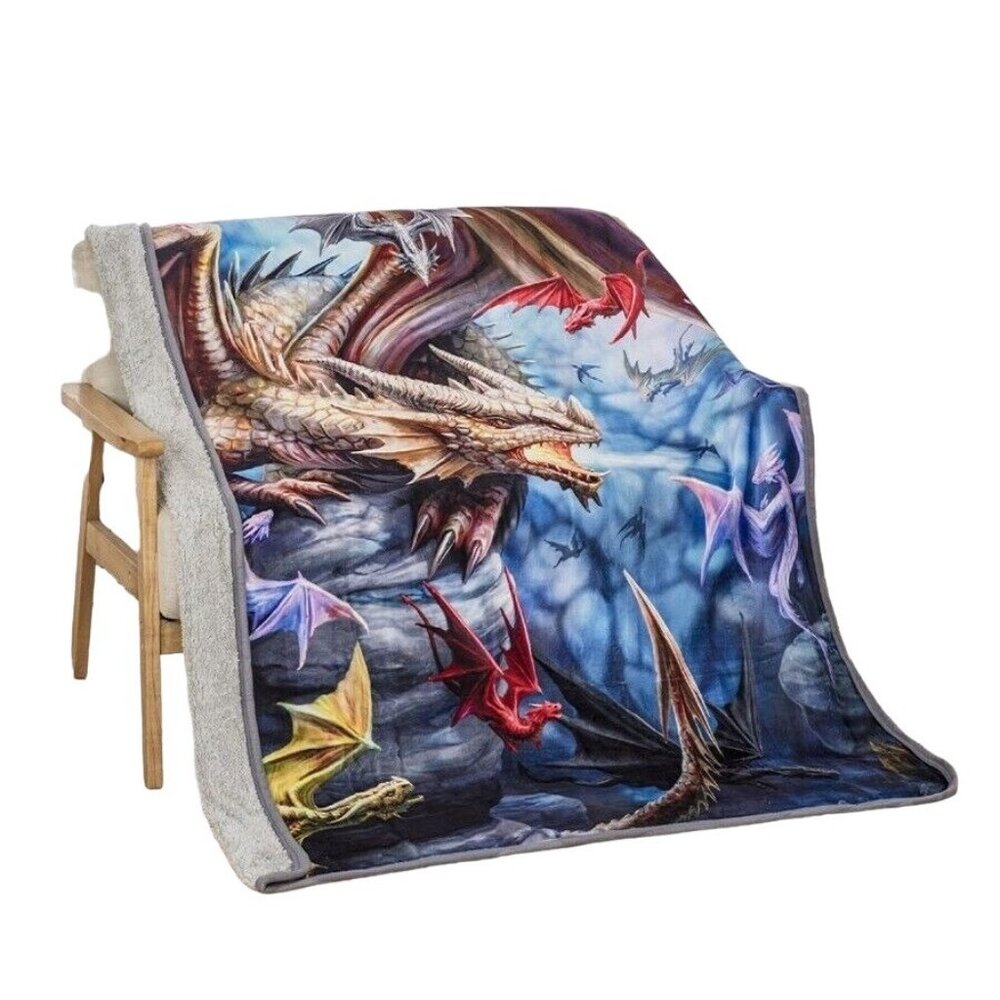 New Dragon Clan Anne Stokes Plush Throw Gift Blanket Sherpa Dragons Babies Baby